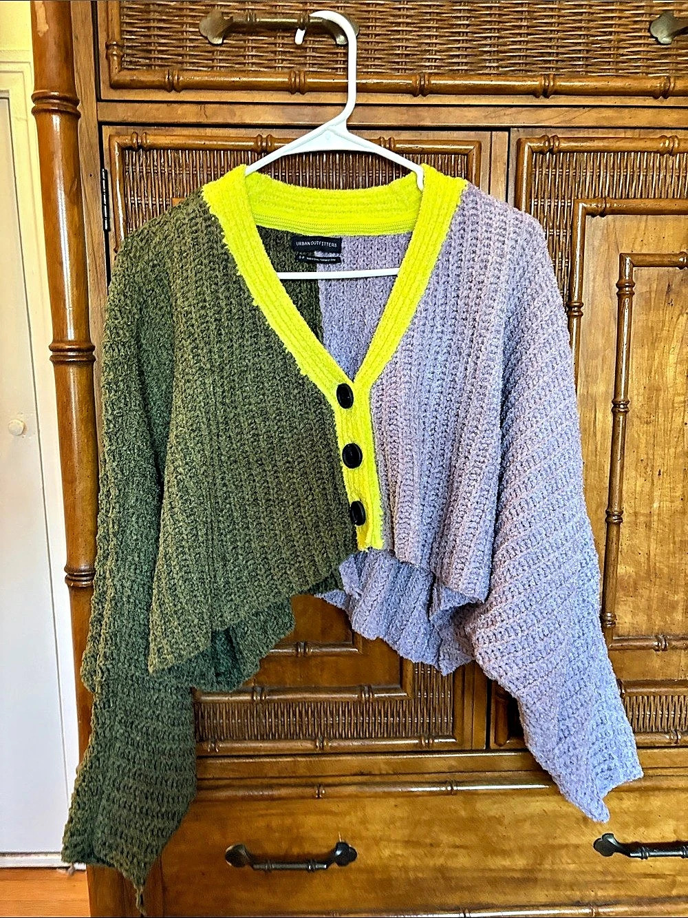 Urban Outfitters Color Block Cardigan Green & Purple Size Small